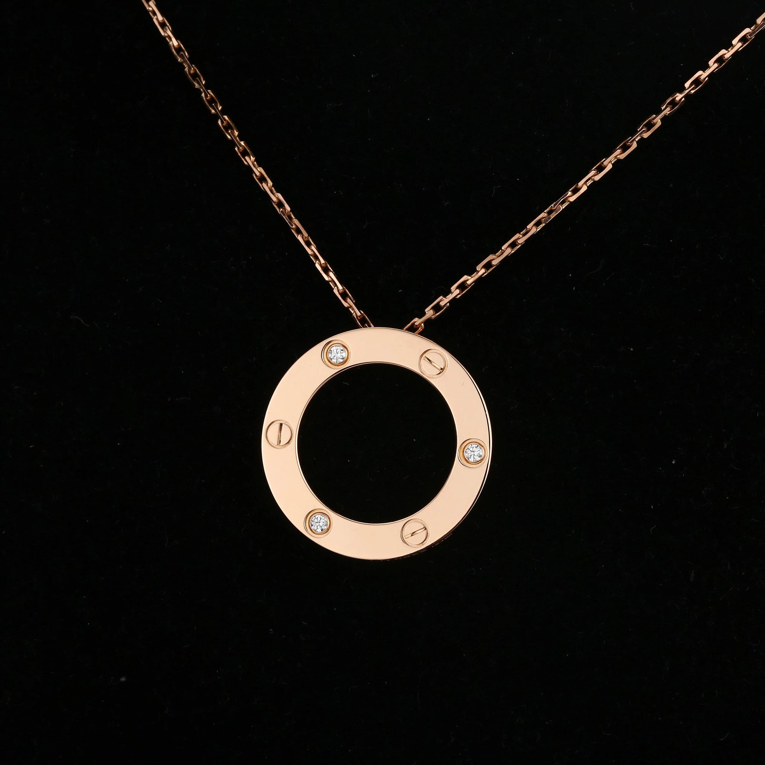 九九新 cartier/卡地亚b7014700 love系列18k玫瑰金三钻女士项链