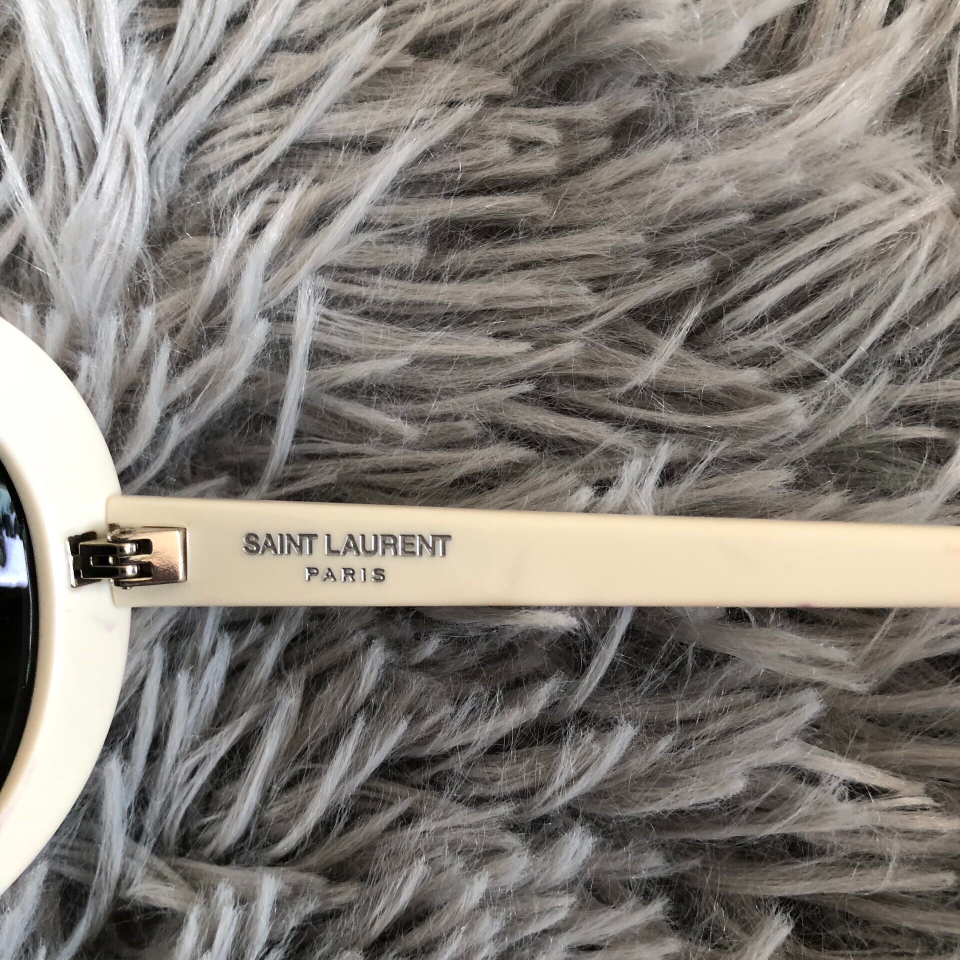 Saint Laurent Ivory Round-Frame Sunglasses — detail