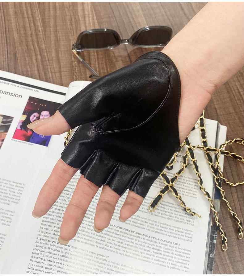 半掌机能lolita跳舞哥特赛博朋克jk半指半掌露指执事皮手套女cos