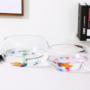大号透明水仙铜钱草碗莲水培花盆水培植物花瓶鱼缸摆件玻璃器皿
