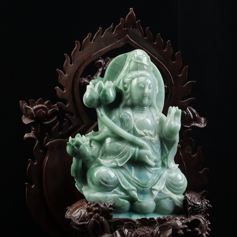 【源头好货-四会宝协】翡翠精雕观音摆件4.38kg