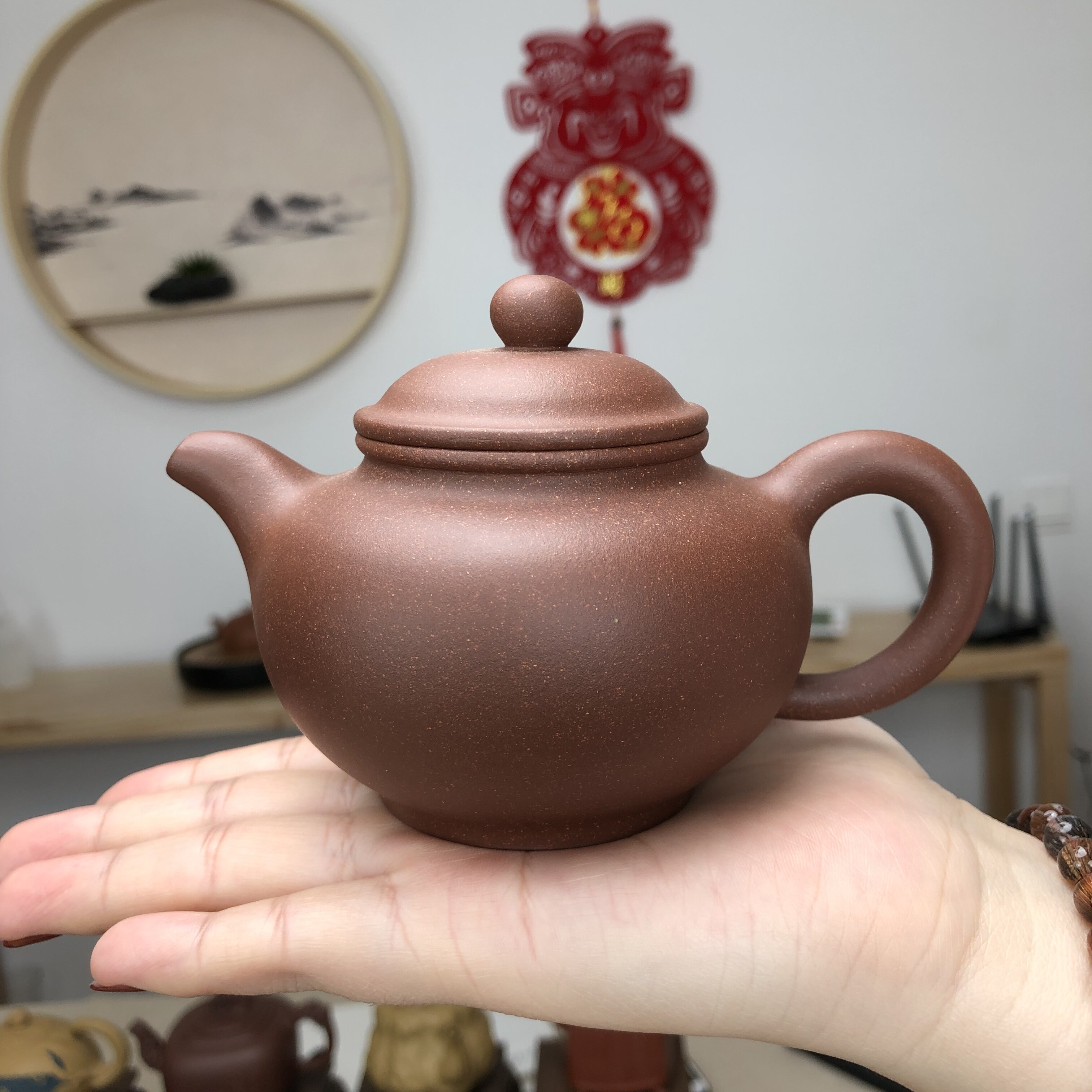 宜兴紫砂壶纯手工名家 国工 原矿紫泥 王老师 掇只 220cc