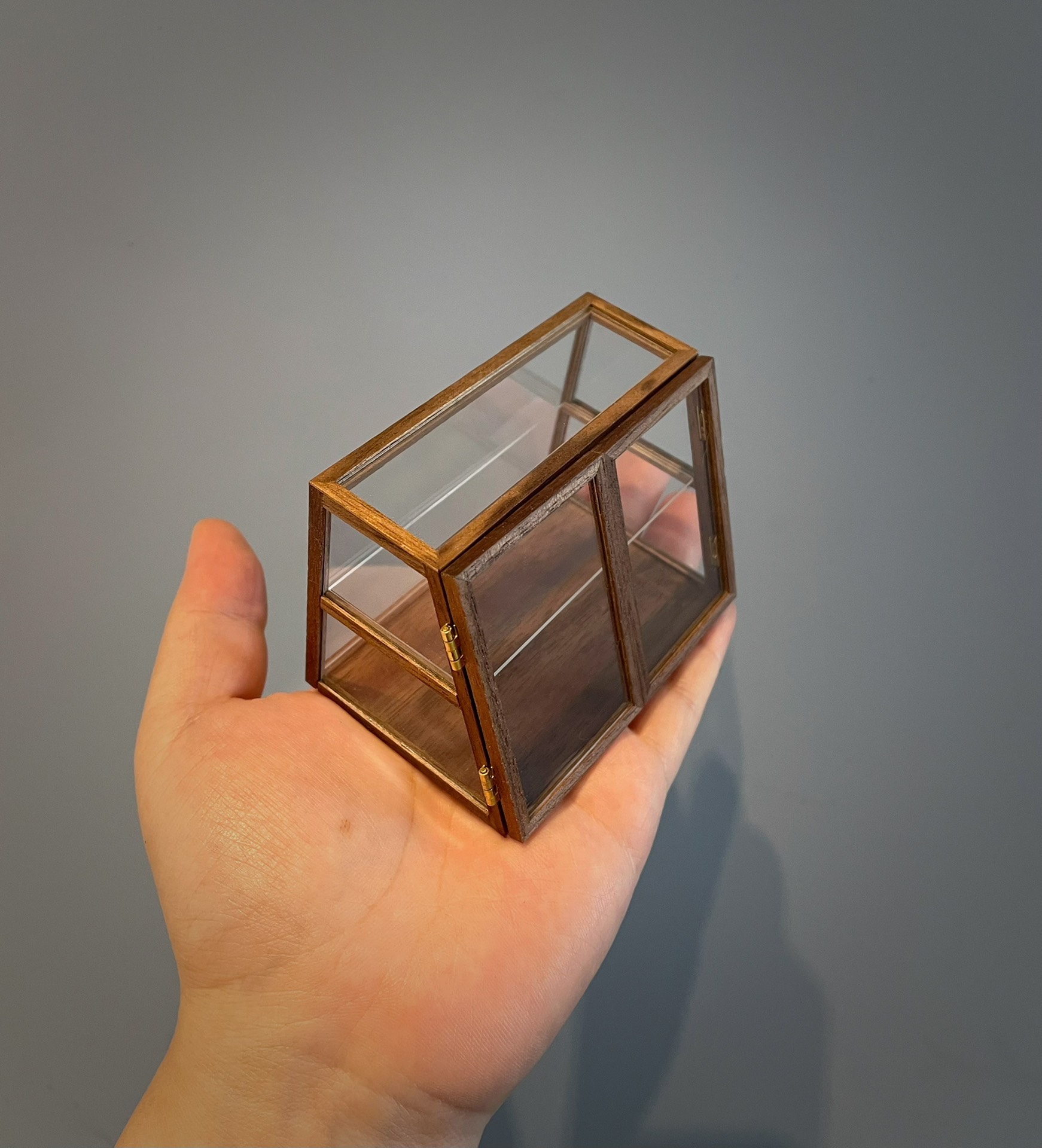 Vue latérale d'une vitrine miniature