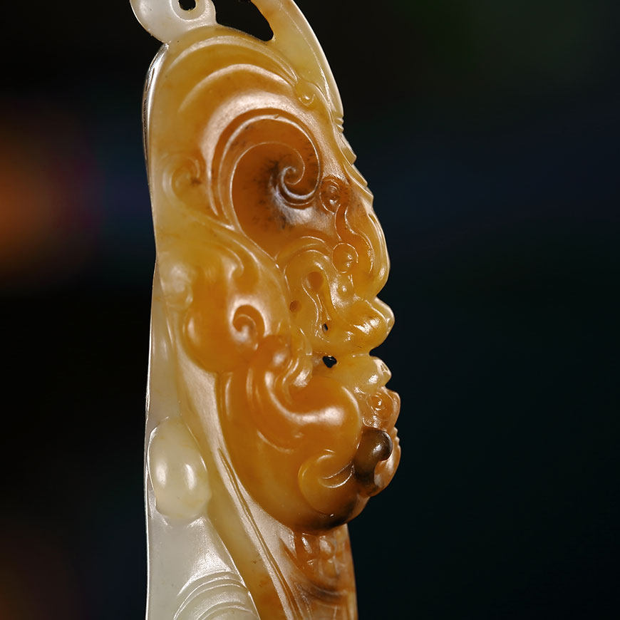 省级玉雕大师任翀作品新疆和田玉黄沁籽料圆雕貔貅守护吊坠17克g4