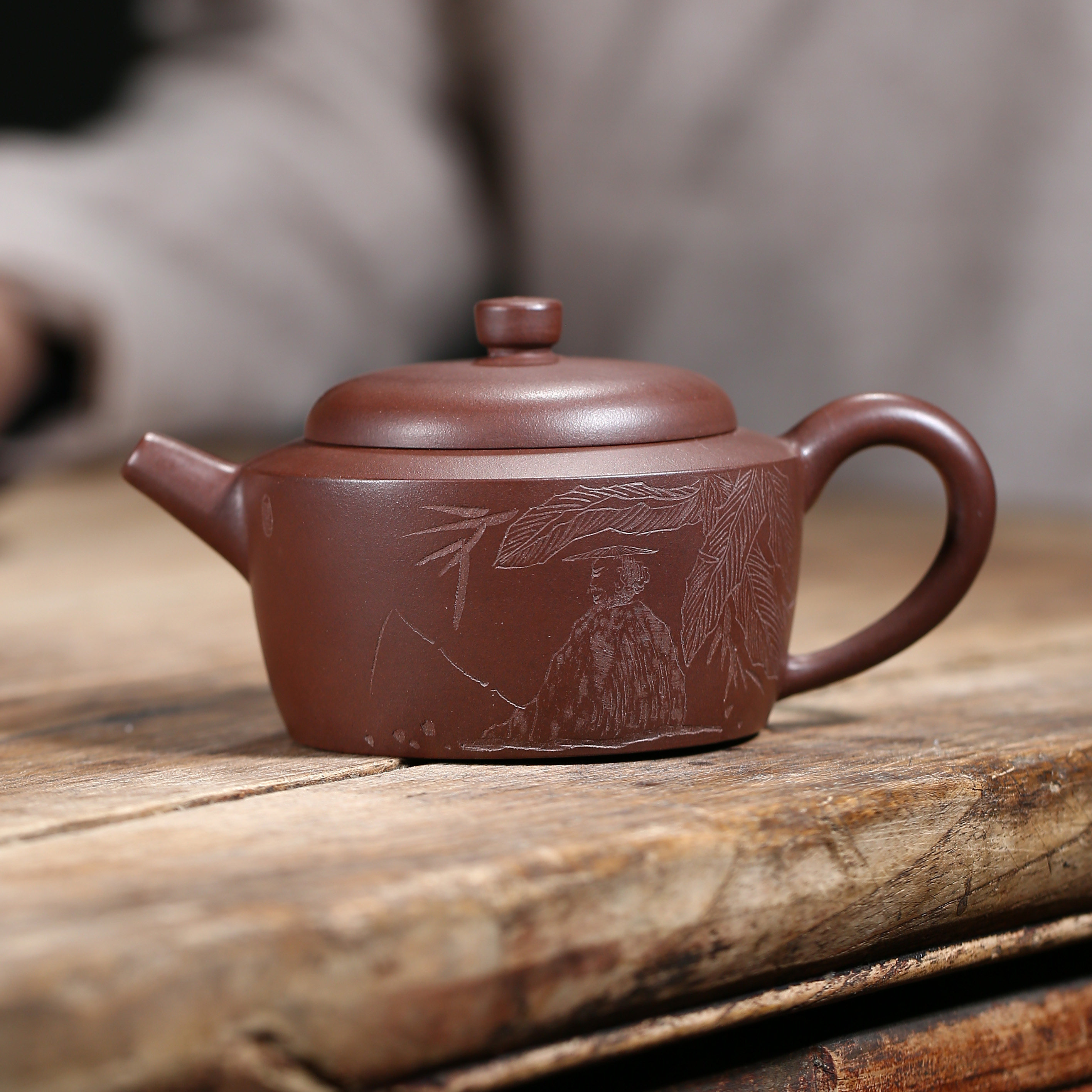 国工王老师 全手工 独钓 原矿紫泥 200cc 名家紫砂壶 附持壶照