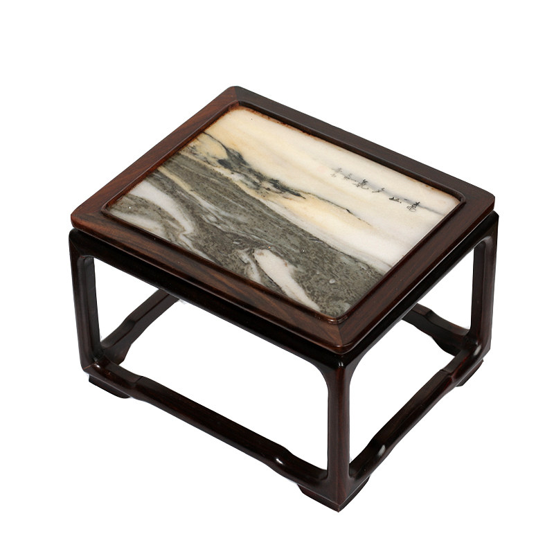 静迟美学新款 老挝大红酸枝 苏工精品云石案头几 20.5*14cm