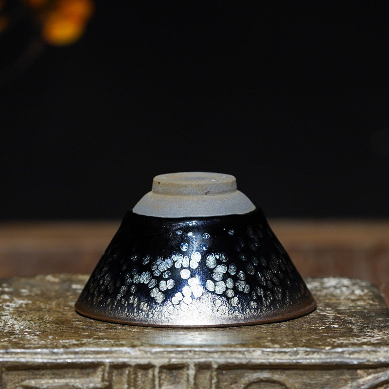 黄老师【全手工油滴斗笠建盏】8.9cm 90%相似 陶器瓷器