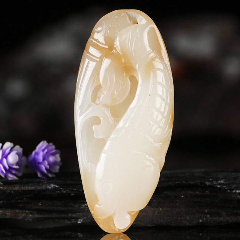 【即刻拍】和田玉白玉鱼吊坠 连年有余挂件 14.6克