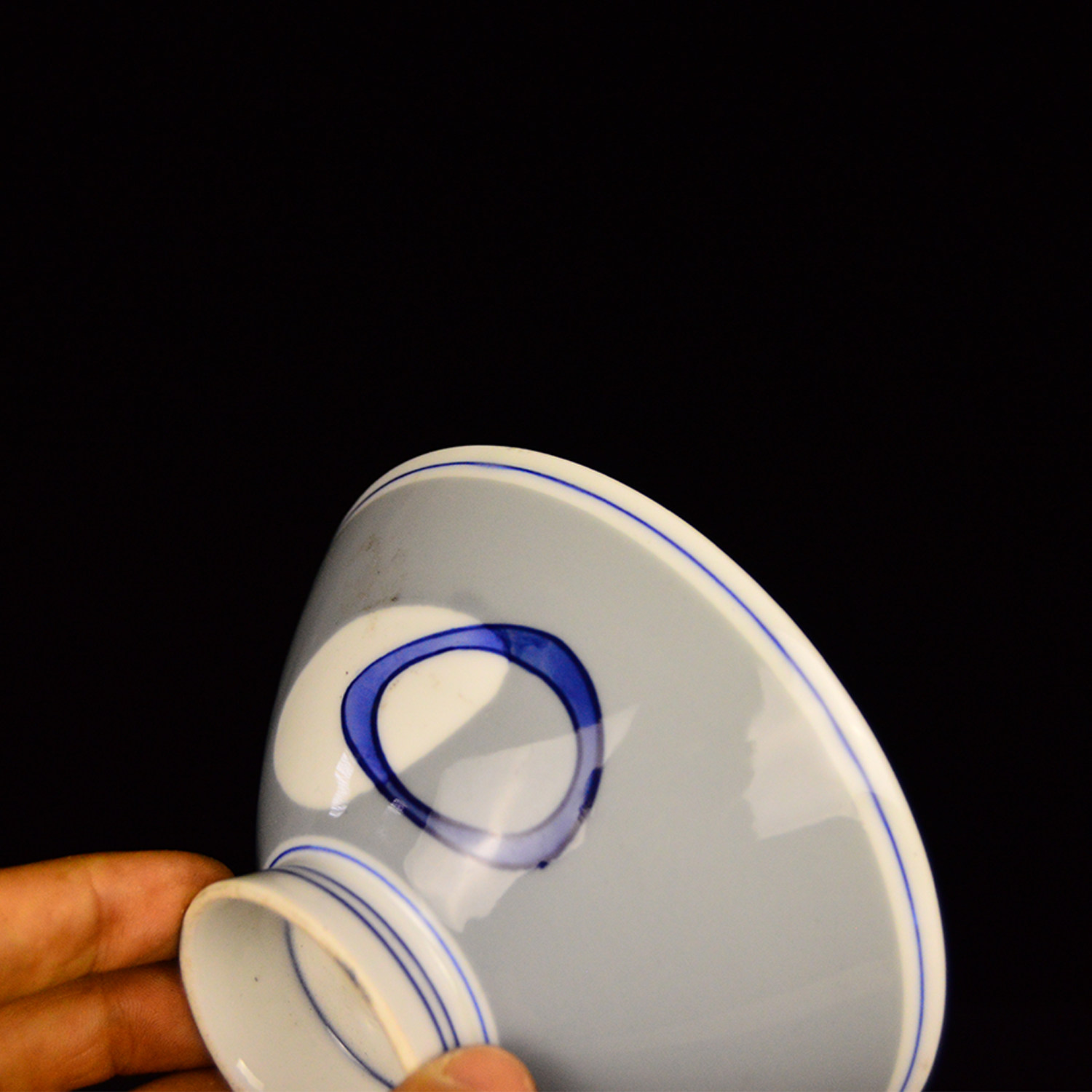 日本回流 白瓷和风图案茶碗 老物件y3