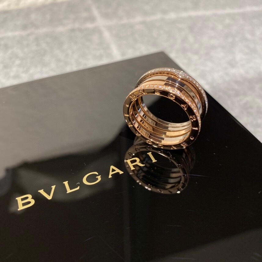 bvlgari宝格丽 双排钻 18k玫瑰金拼色戒指 64号-黄金珠宝-奢侈品-奢侈