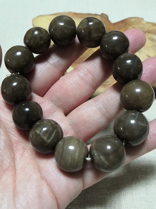 辽西朝阳树化玉硅化木手链手串木纹明显西官料稀有仿古原石籽料