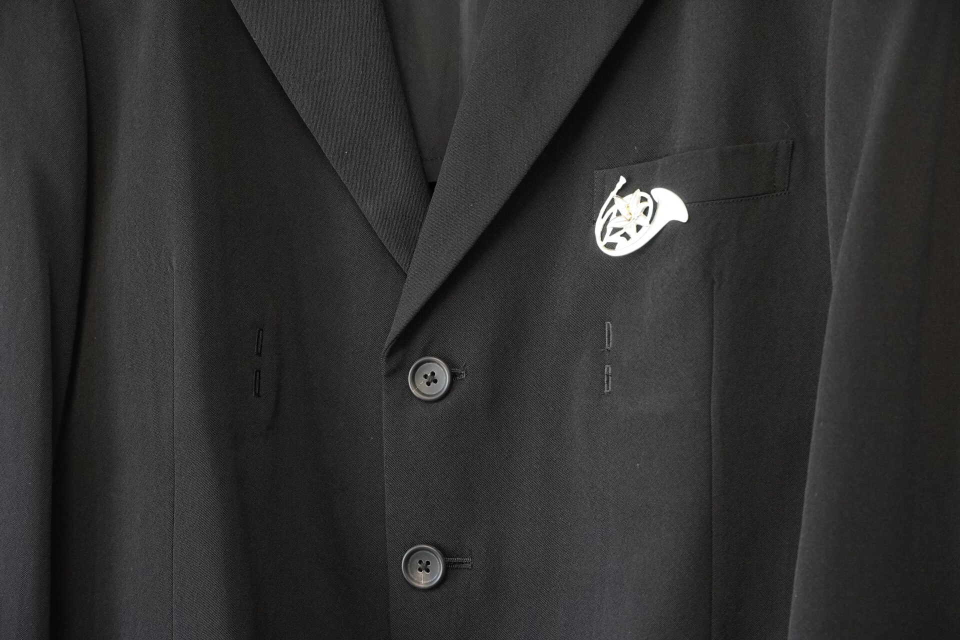 Yohji Yamamoto 96SS Wool Leather Patchwork Jacket — detail