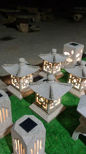 太阳能石头灯石灯笼庭院中式日式石灯装饰摆件