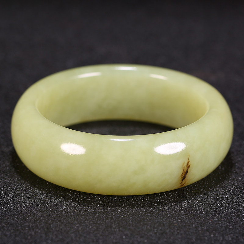 【新疆若羌黑原皮黄玉】鸡油黄出油 富贵手镯 100.00克56内径