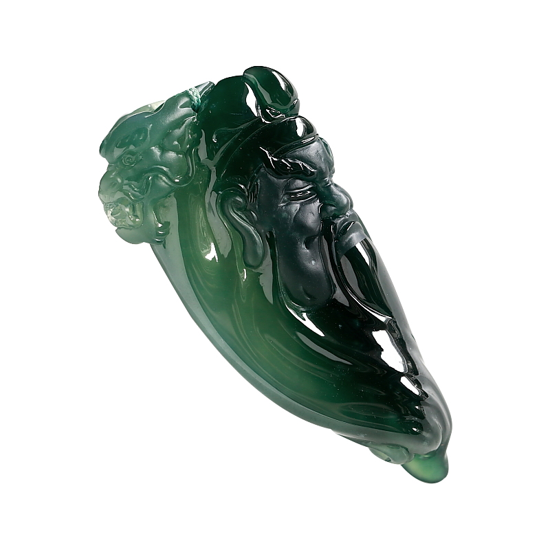 源头好货四会金家大师正品翡翠a货冰种蓝水玉吊坠关公27.95克拍卖