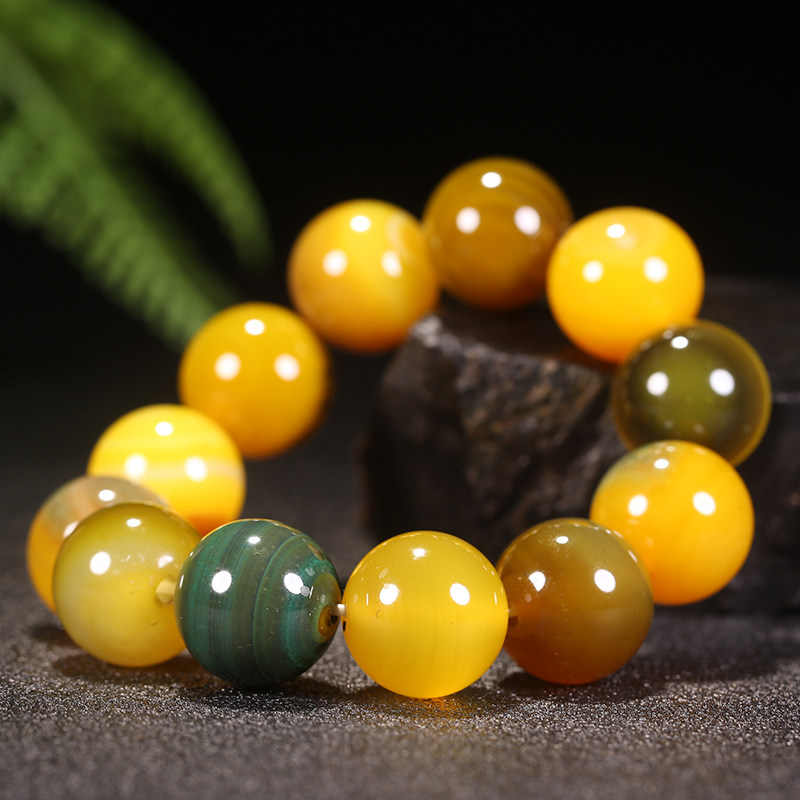 天然多色玛瑙 大颗粒手链 【财源滚滚】129.77克