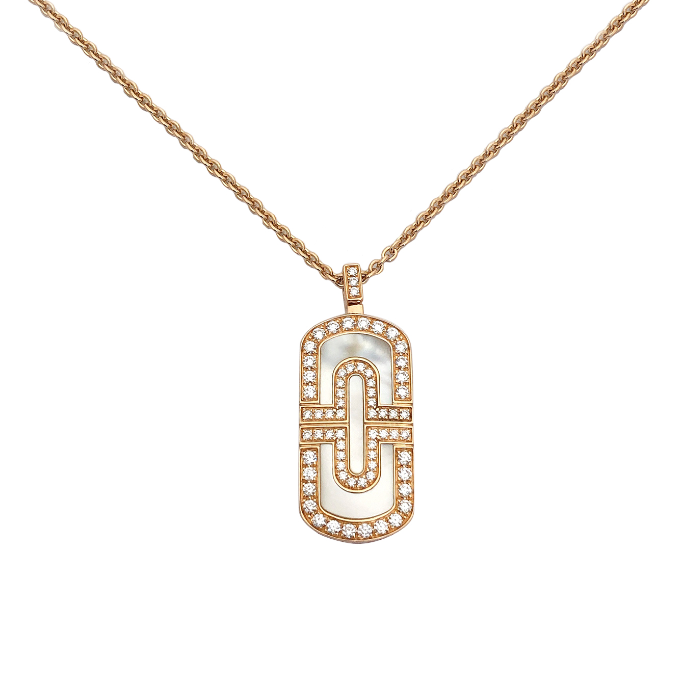 8新]bvlgari宝格丽回形针贝母项链镶钻项链