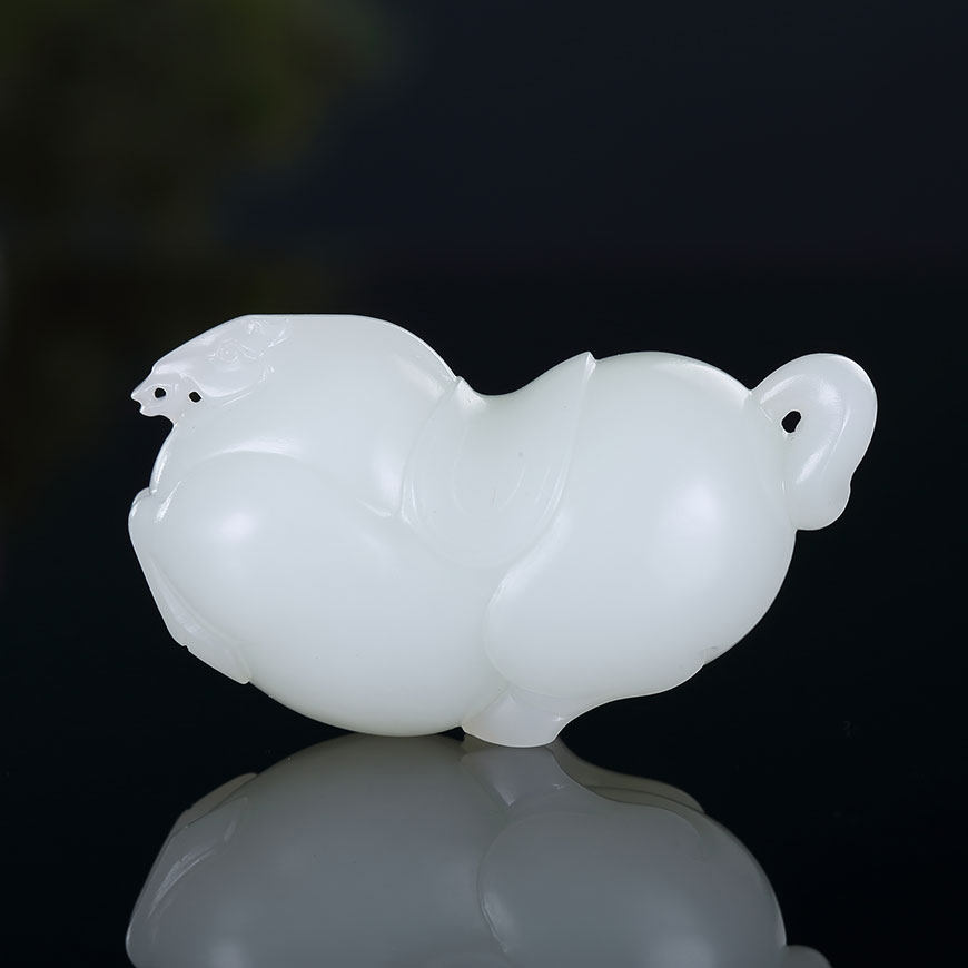 省级玉雕大师仝杰作品新疆和田玉籽料圆雕生肖马吉祥玉挂件37克g4