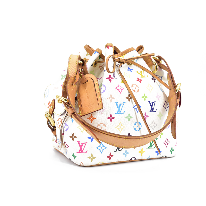 [9.0新][中检]路易威登lv 村上隆系列白色33彩水桶包单肩手提包