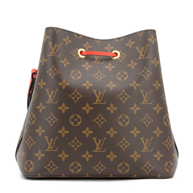 [未使用][中检]路易威登lv老花neonoe系列粉色水桶包抽带单肩包