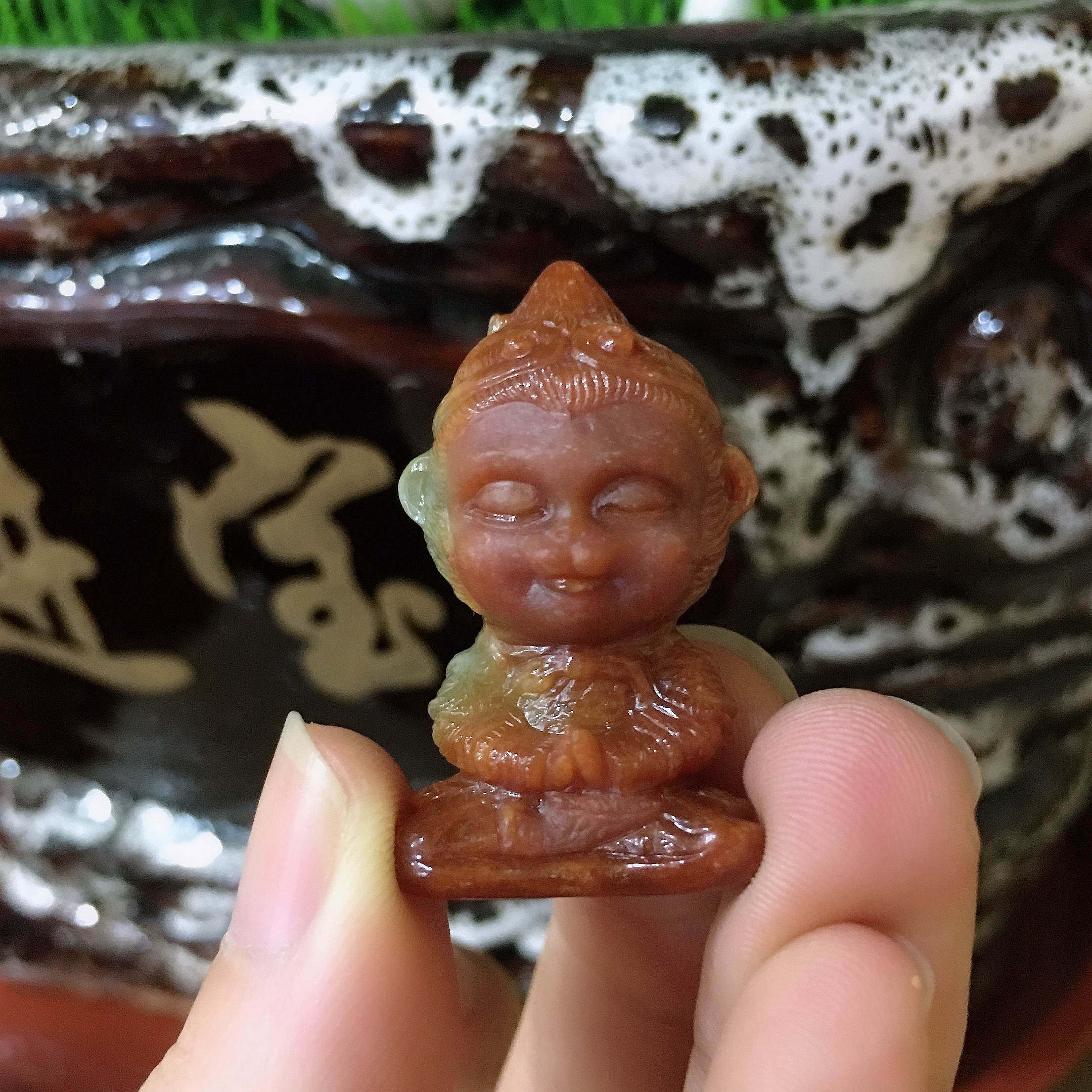 天然翡翠a货冰润红翡大圣归来吊坠17.94g