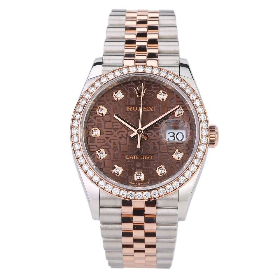 [9.8新]购于19年劳力士126281rbr日志型间金原镶钻自动机械中性表