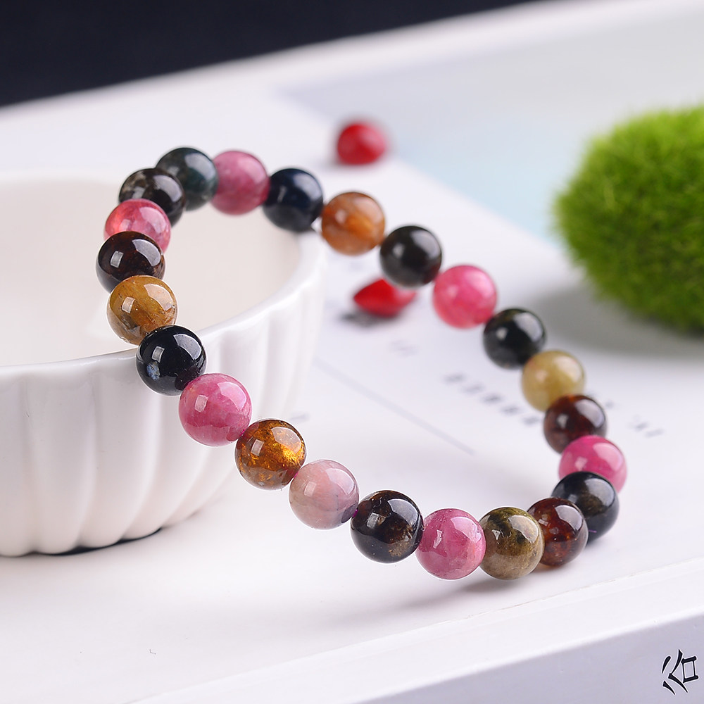 19.5g 直径 8mm 多色碧玺手链 0004