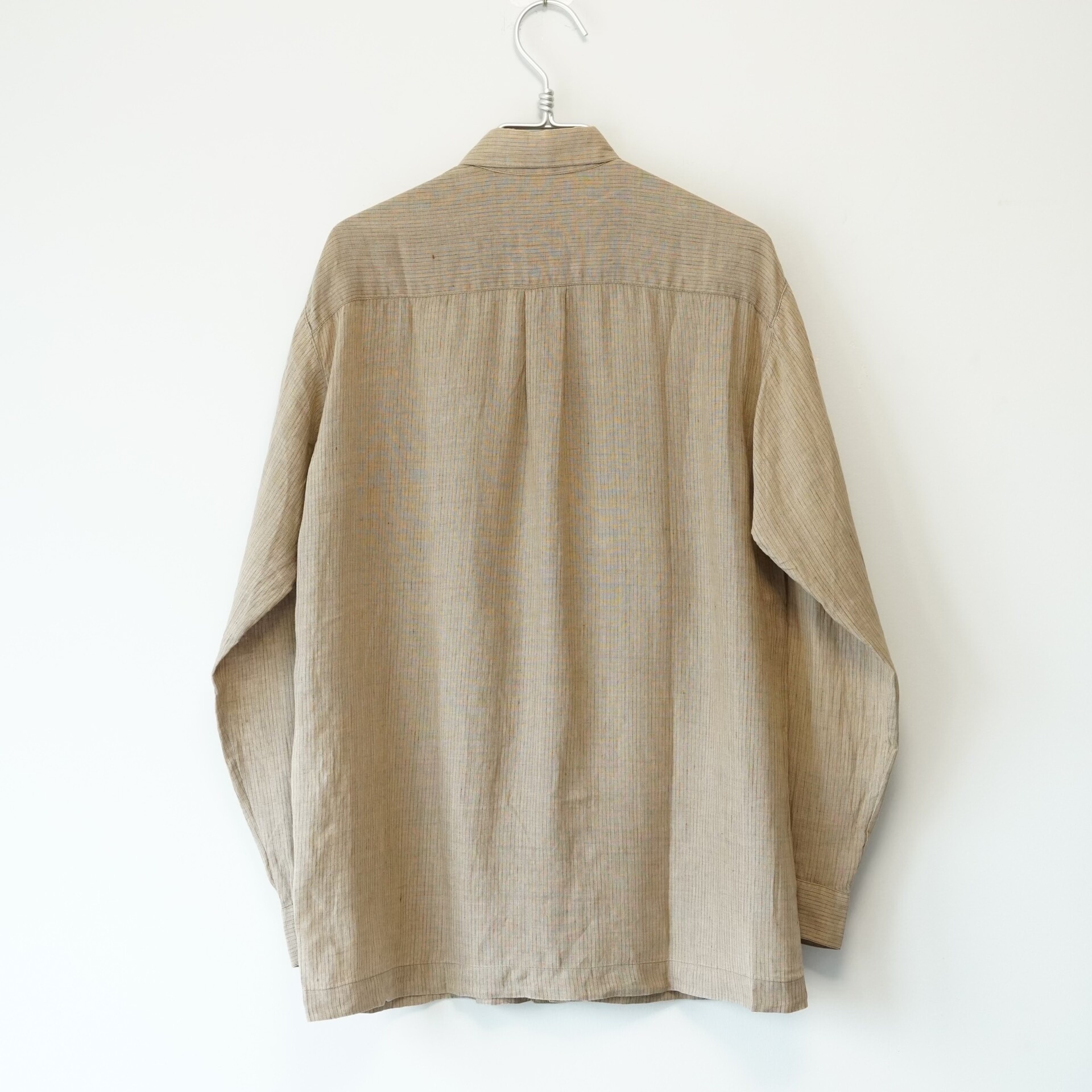 Issey Miyake Beige Striped Linen Shirt — front