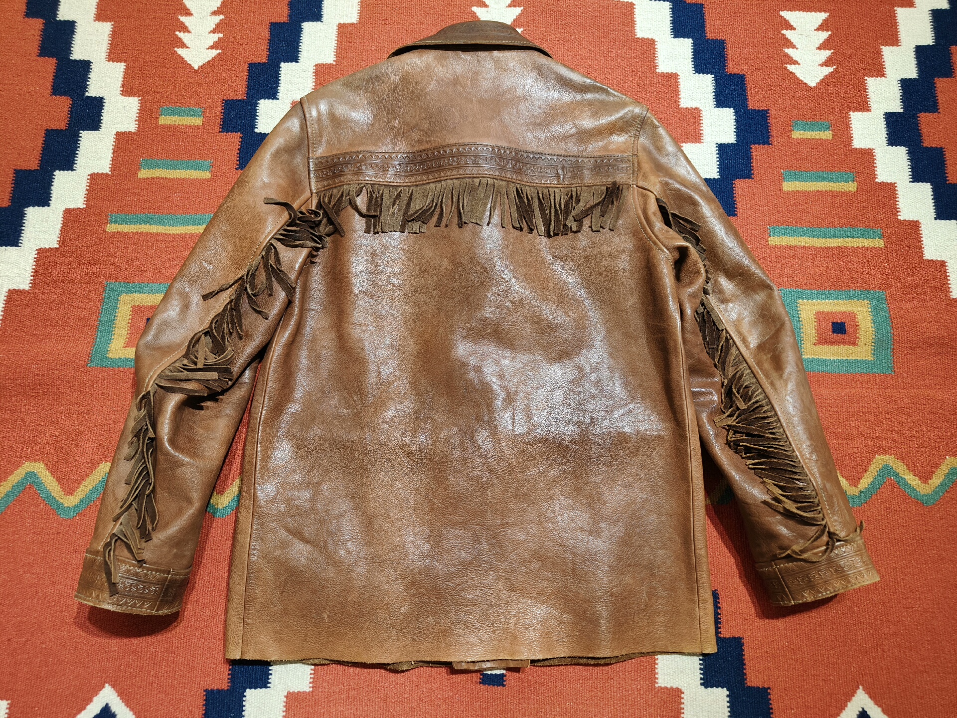Vintage Ralph Lauren Carved Leather Jacket — back