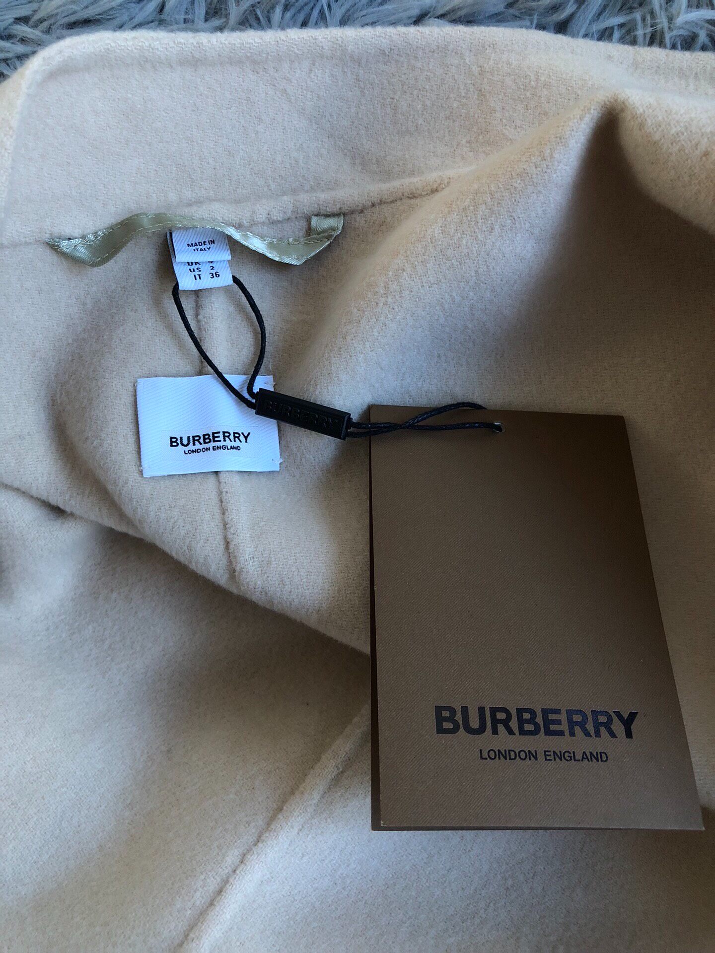 Burberry Cream Wool Coat — detail