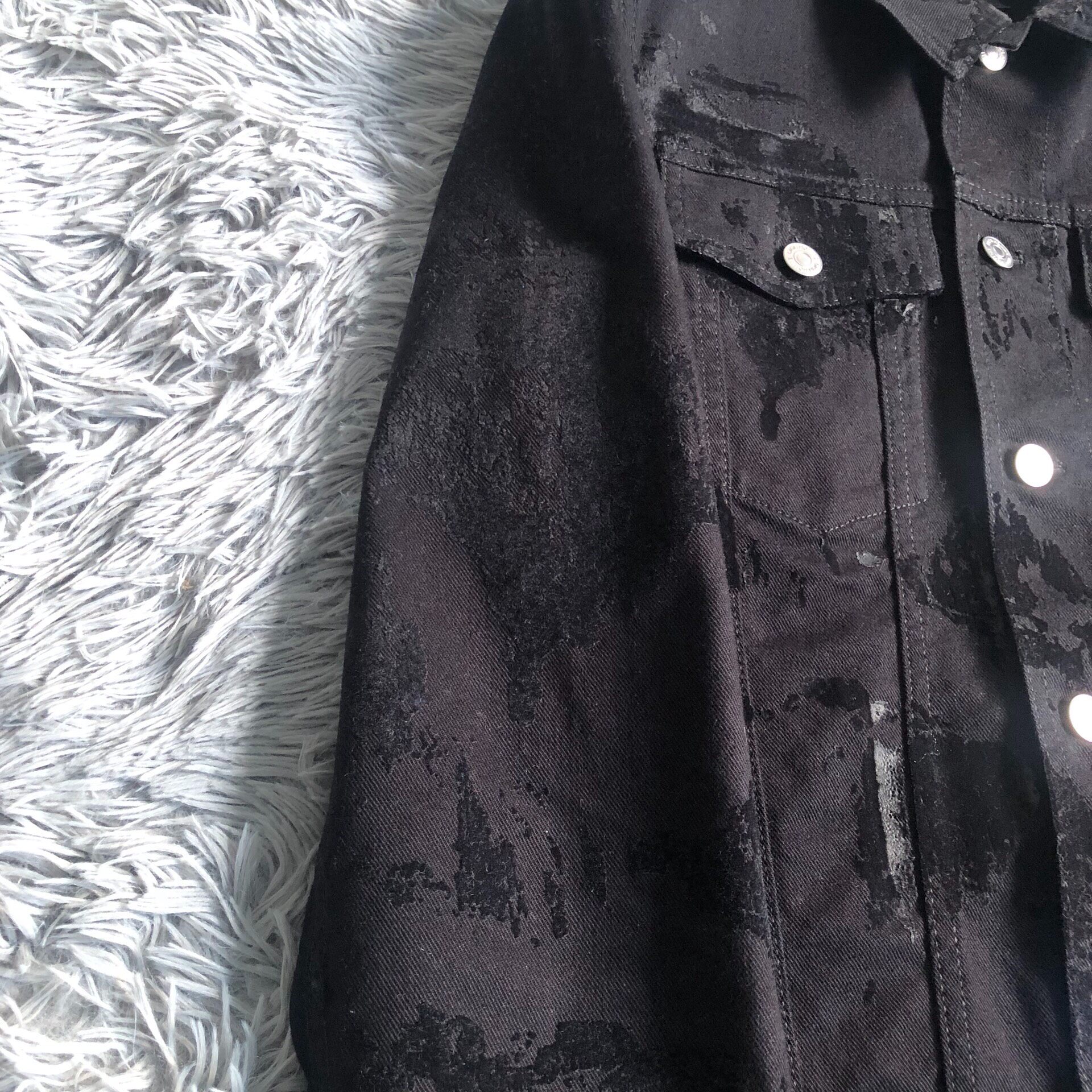 Dior Paint Splatter Distressed Denim Jacket — label