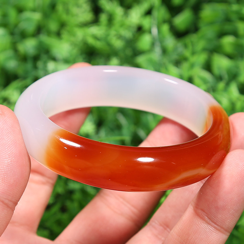 77克】天然俏色 玛瑙 高冰通透手镯 内径约58.2mm w