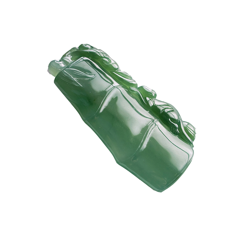 x镇平玉雕馆 a货翡翠老坑冰种橄榄绿节节高升吊坠25.55g