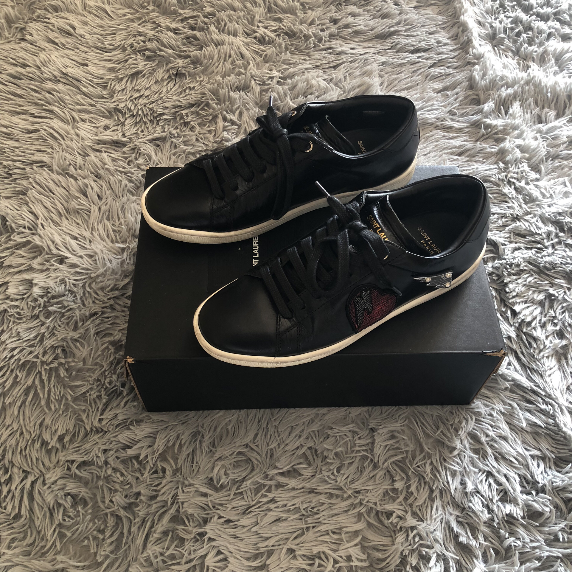 Saint Laurent Heart Lightning Embroidery Sneakers