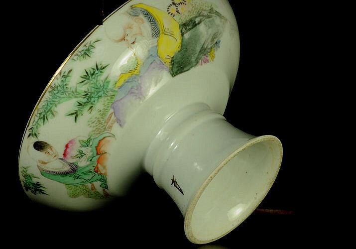 【鬼市淘宝】0583 mg 老瓷器 浅绛彩高足大贡盘 金槌宝成拍卖c