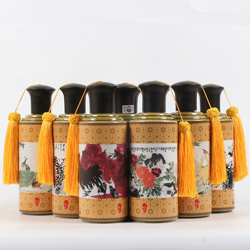 【国酒酱香】贵州茅台酒中国酒韵十大花鸟500ml*10瓶带字画酒具