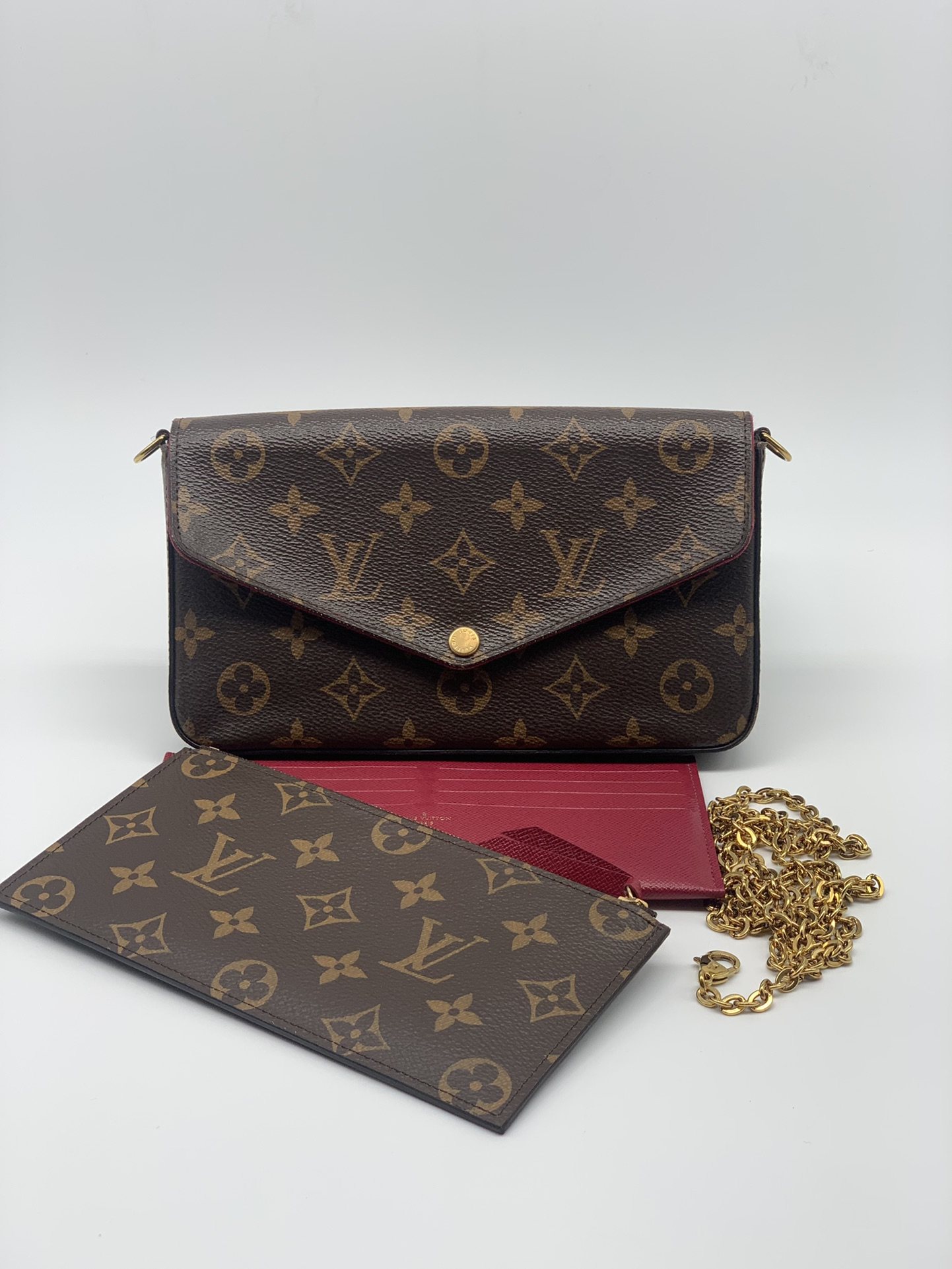 lv三合一_【95新】lv路易威登pochettefélicie老花三合一m61276女士