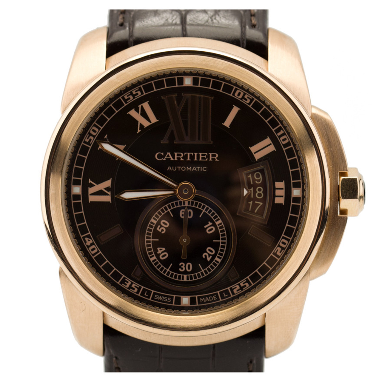 [9.5新]卡地亚calibre de cartier系列18k金自动机械男表lc