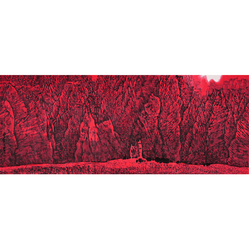 展览作品周尊圣《天山红》中美协会员名家字画 山水画新品