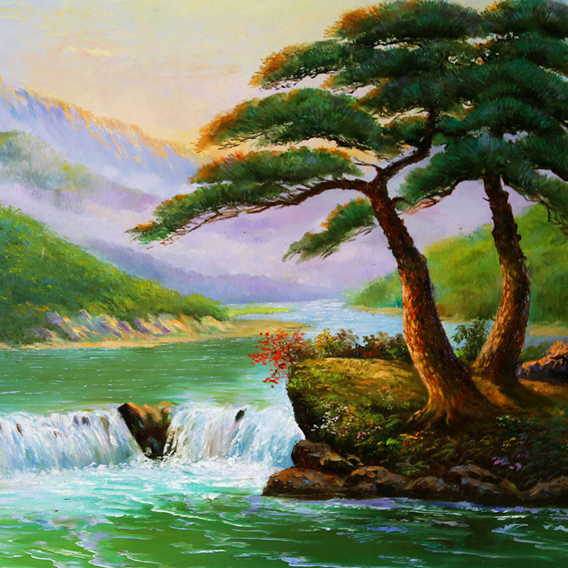 (朝鲜)带合影赵主日1.66米《山涧瀑布》小芃画廊8692