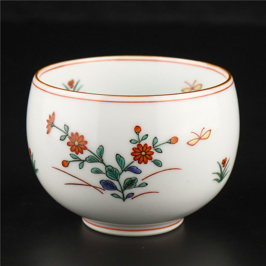 【鬼市淘宝】九谷烧 西山作 瓷茶具套组 一套 带原木箱19021807