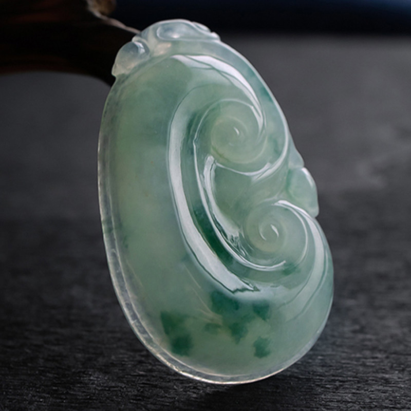 x源头翡翠拍卖a货翡翠水润飘花招财如意玉坠13.43g