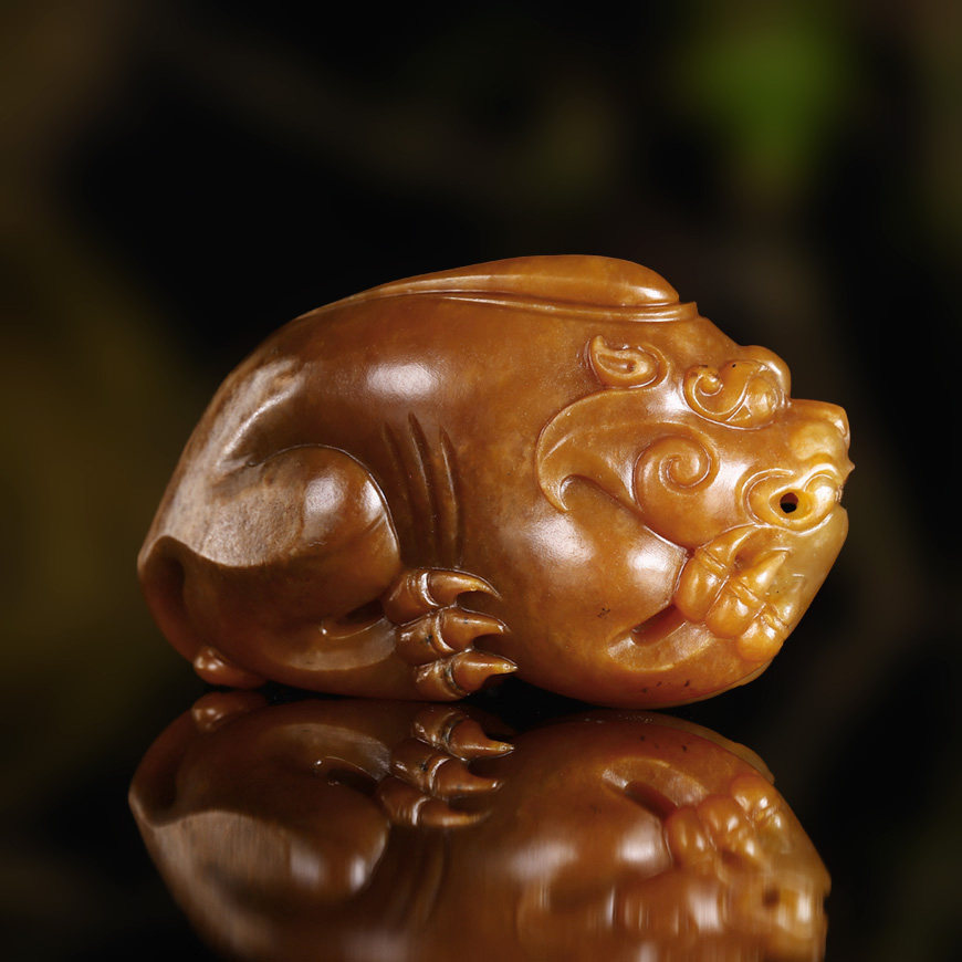 省级玉雕大师仝杰作品【瑞兽貔貅】和田玉籽料挂件苏工 z