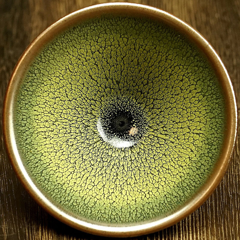 【绿鹧鸪斑斗笠盏】釉色清新层次佳 张国平 建阳建盏 口径8.8 m82