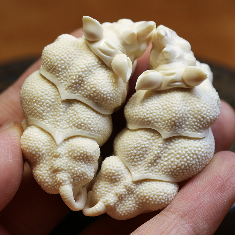 【犀牛】猛犸牙雕 全手工雕刻 猛犸象牙小摆件