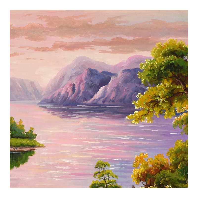 阿良 河边美景 大尺幅手绘风景油画 客厅装饰画 收藏