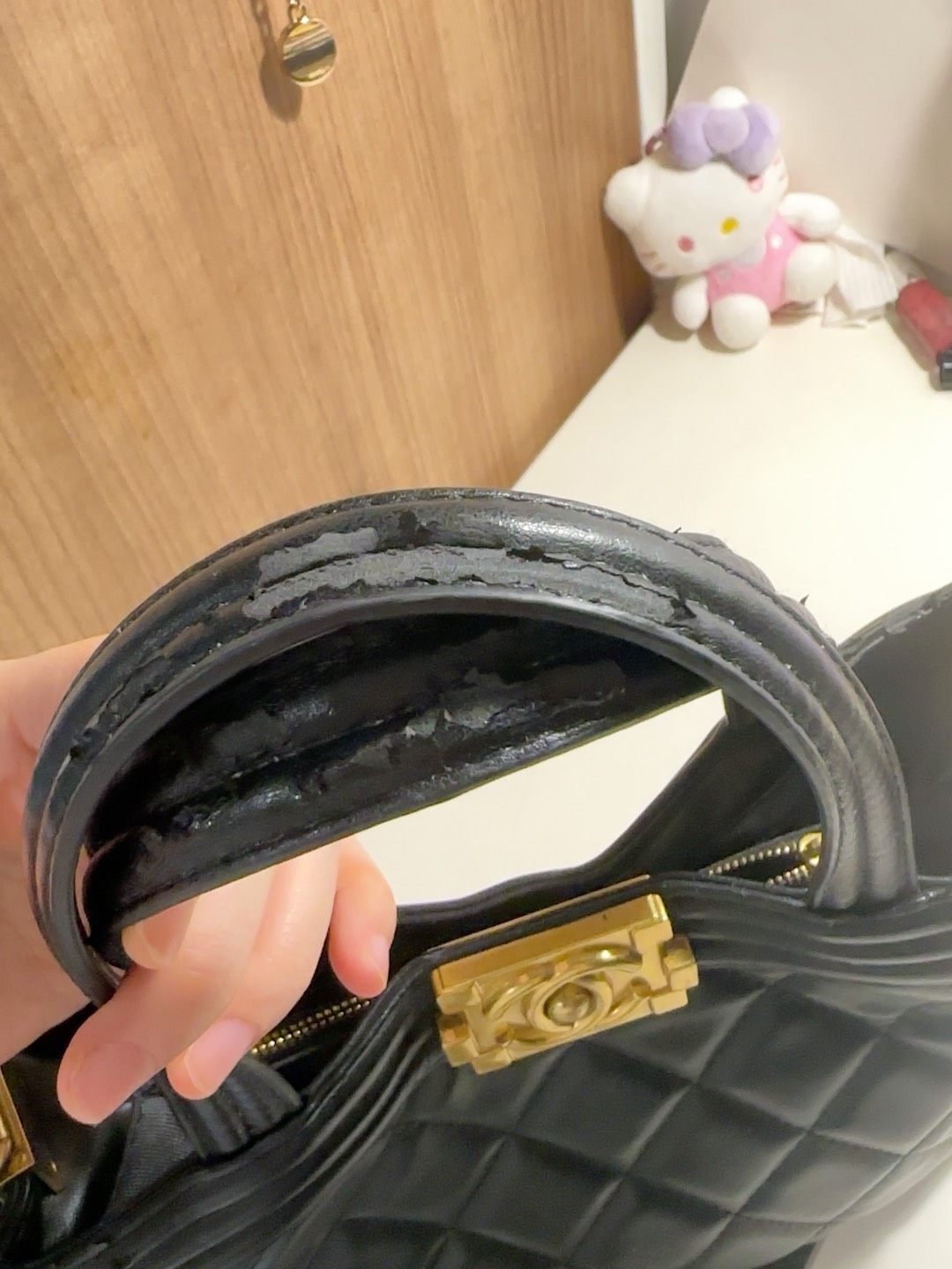 ​香家高版本黑色菱格纹手提包