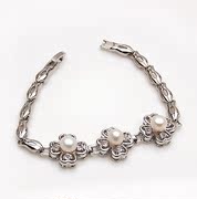 Smiling post Korea new zircon silver pearl bracelet hand chain Korean jewelry women