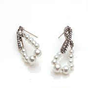 Mail fashion Korean version of smile package rhinestone Pearl Earring earring earring earring Korea earloop jewelry women