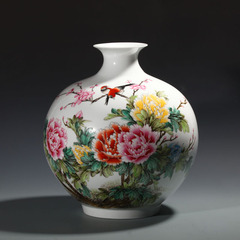 景德镇陶瓷花瓶 粉彩名人手绘瓷器落地大花插现代家居中式装饰摆